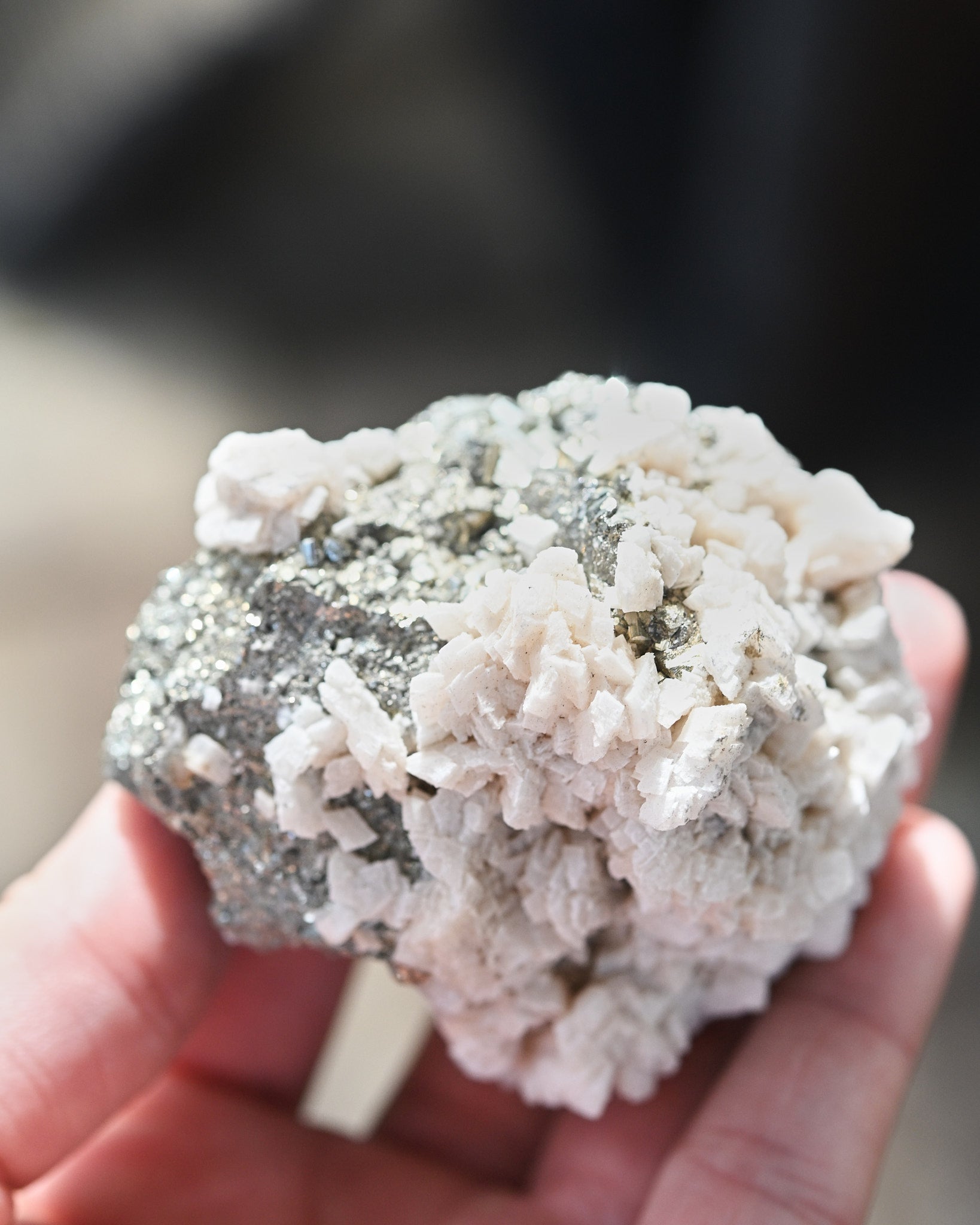 Pyrite and Calcite Crystal Cluster