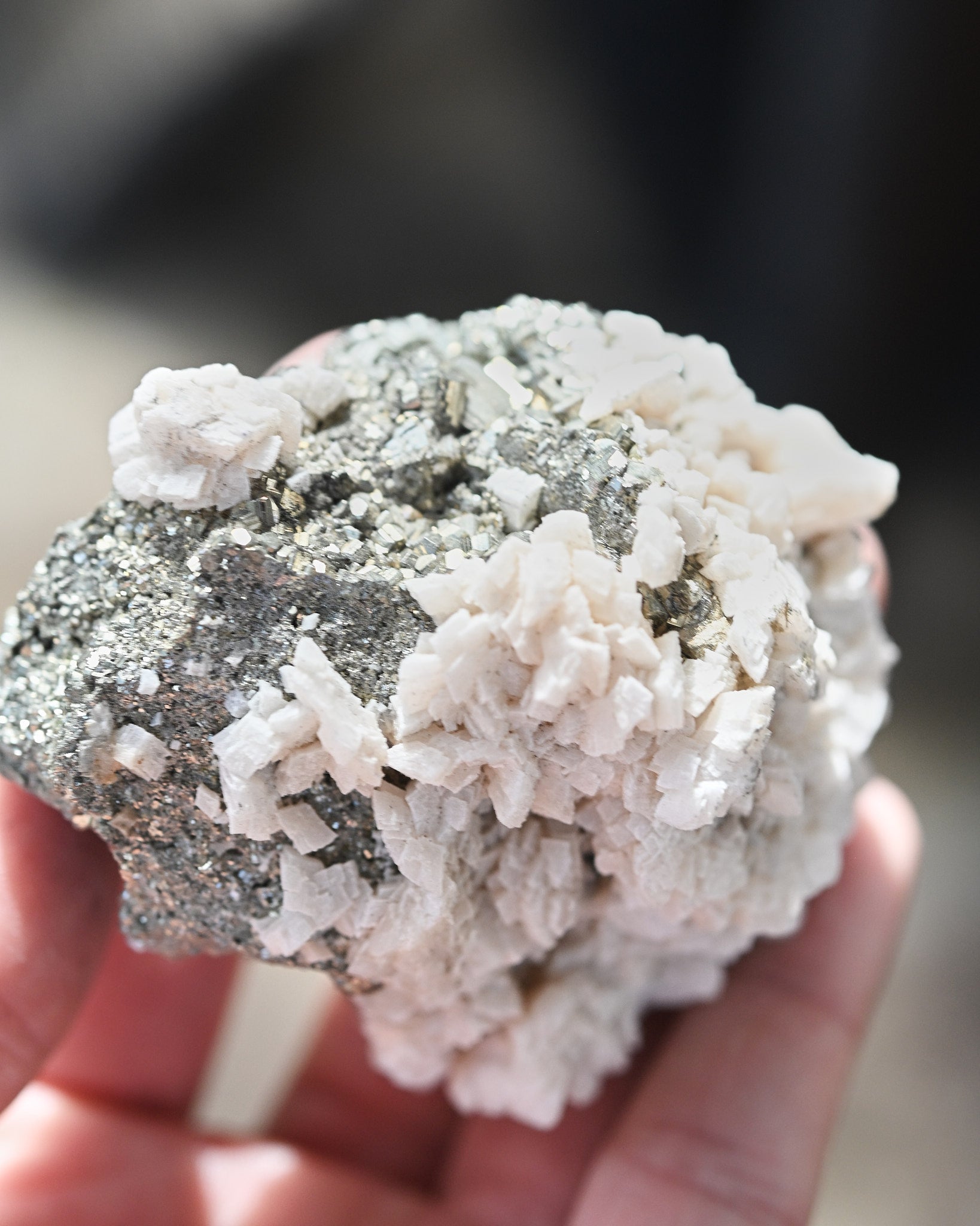 Pyrite and Calcite Crystal Cluster