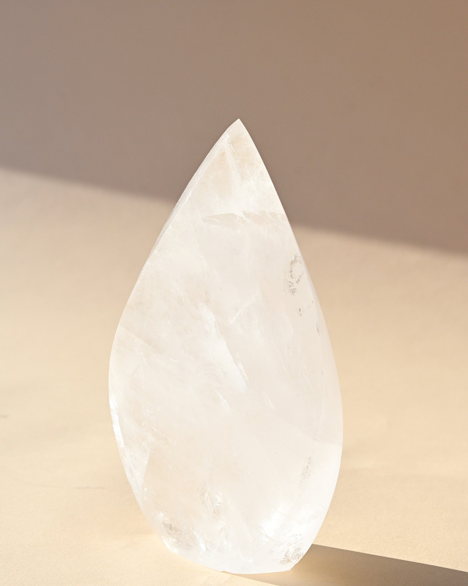 Clear Quartz Flame Freeform - clear quartz crystal freeform sculpture side view