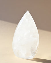 Clear Quartz Flame Freeform - clear quartz crystal freeform sculpture in natural light