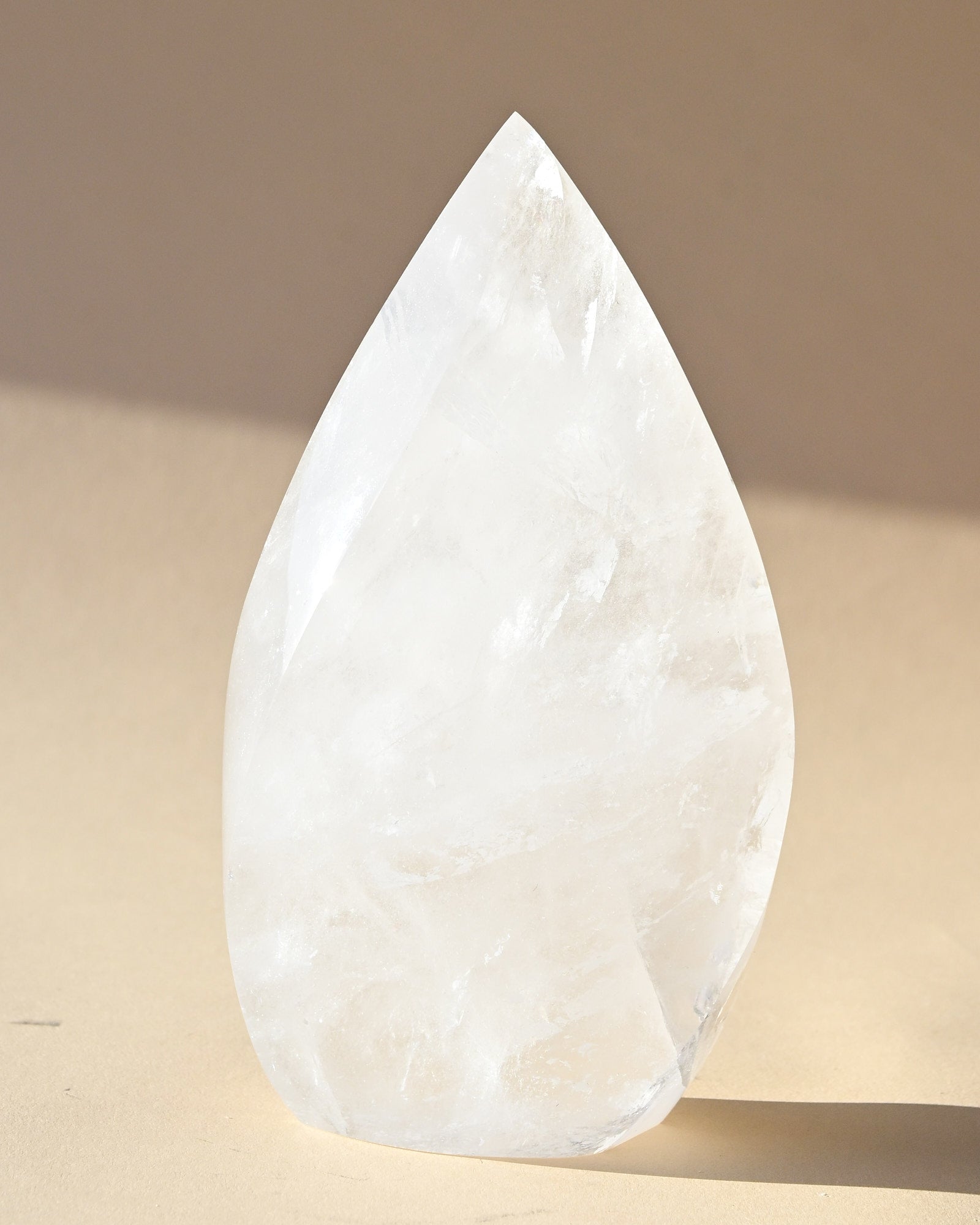 Clear Quartz Flame Freeform - clear quartz crystal freeform sculpture scale view