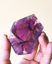 Rare Trapiche Amethyst Slice - natural amethyst crystal side view