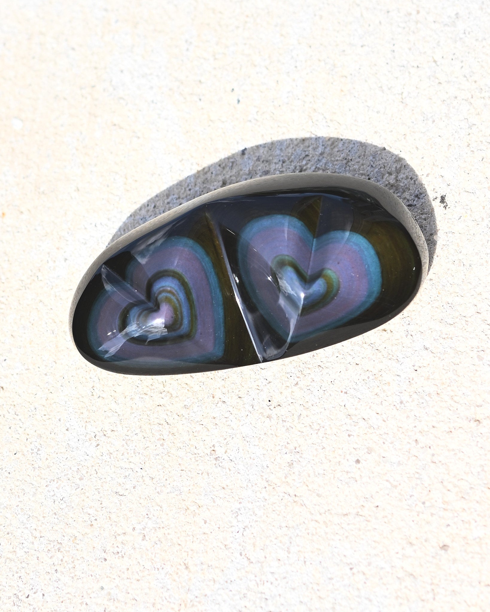 Rainbow Obsidian Double Heart