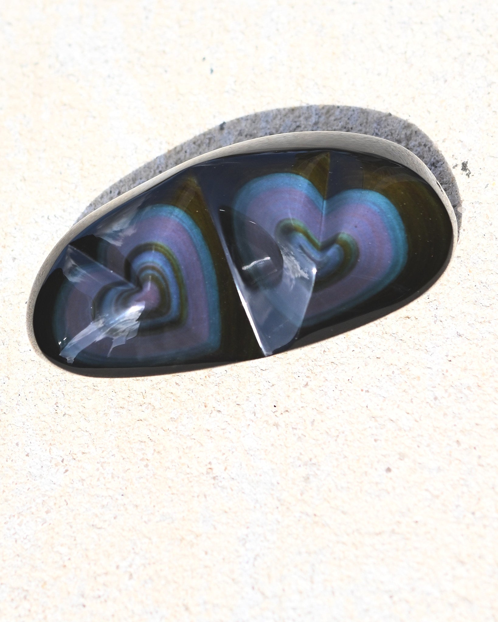 Rainbow Obsidian Double Heart