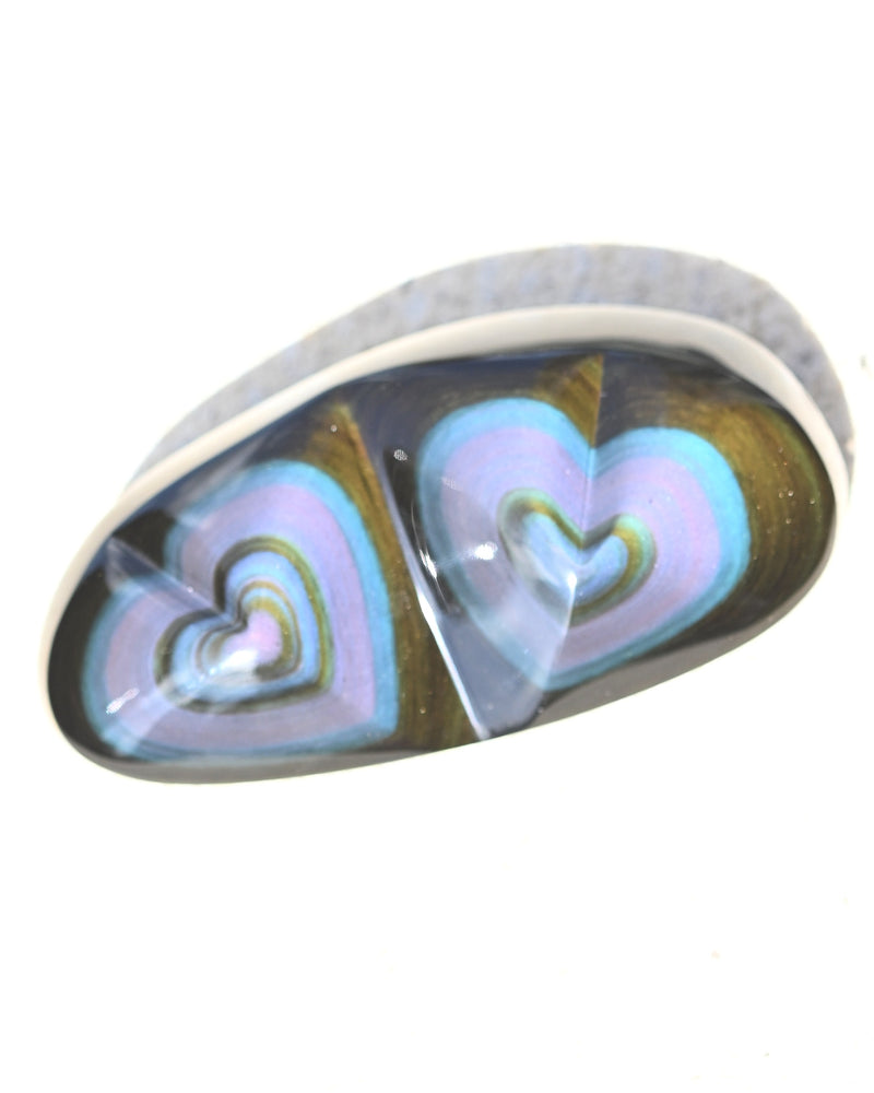 Rainbow Obsidian Double Heart