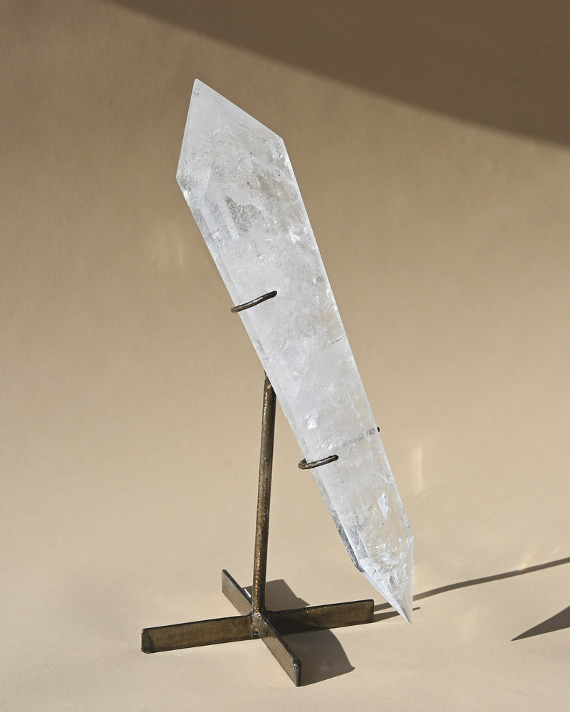 Clear Quartz Double Terminated Vogel on Stand
