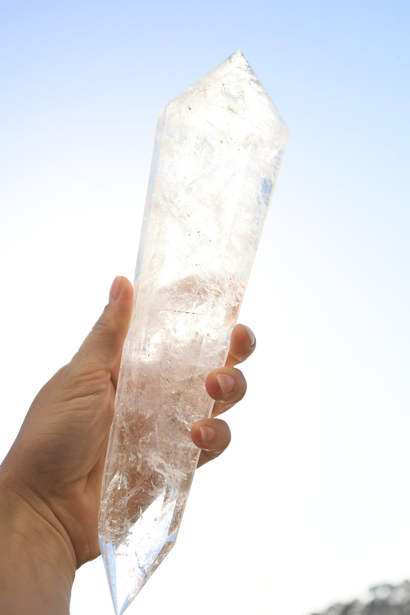 Clear Quartz Double Terminated Vogel on Stand