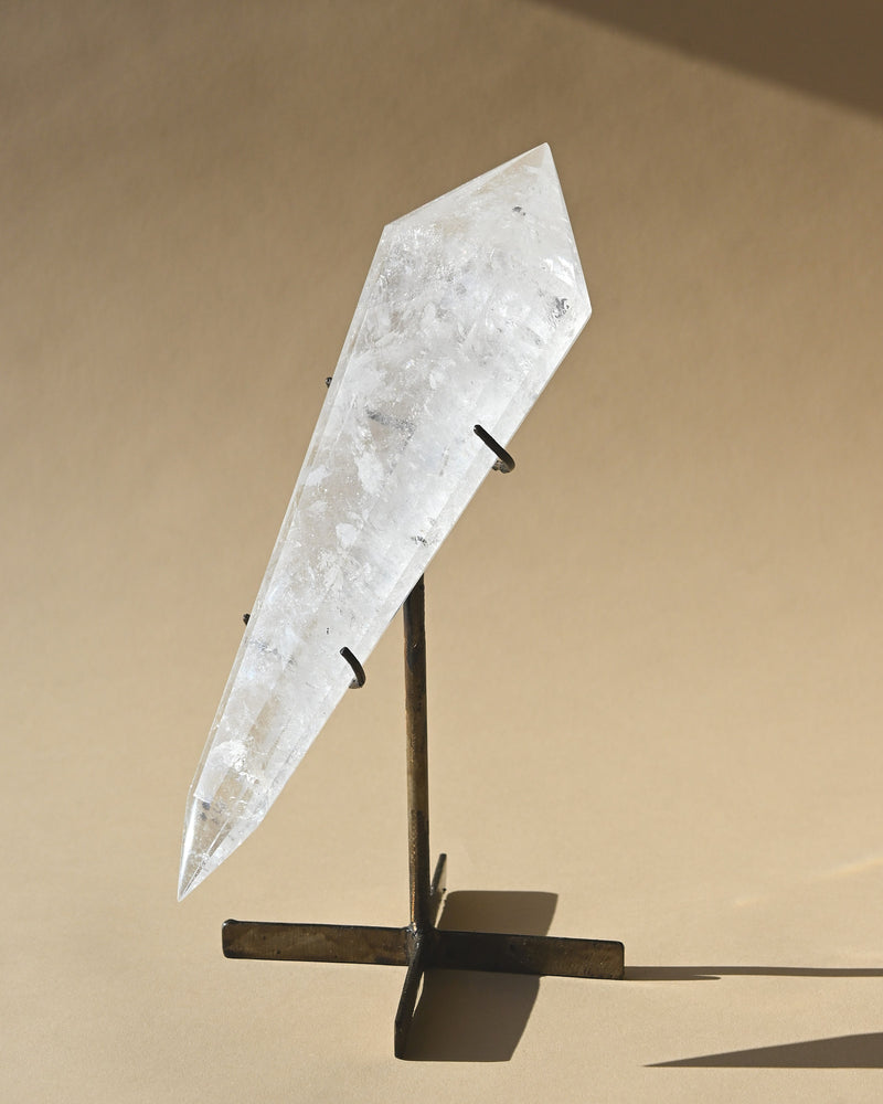 Clear Quartz Double Terminated Point on Stand