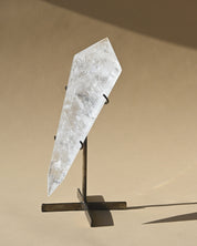 Clear Quartz Double Terminated Point on Stand - clear quartz crystal point side view
