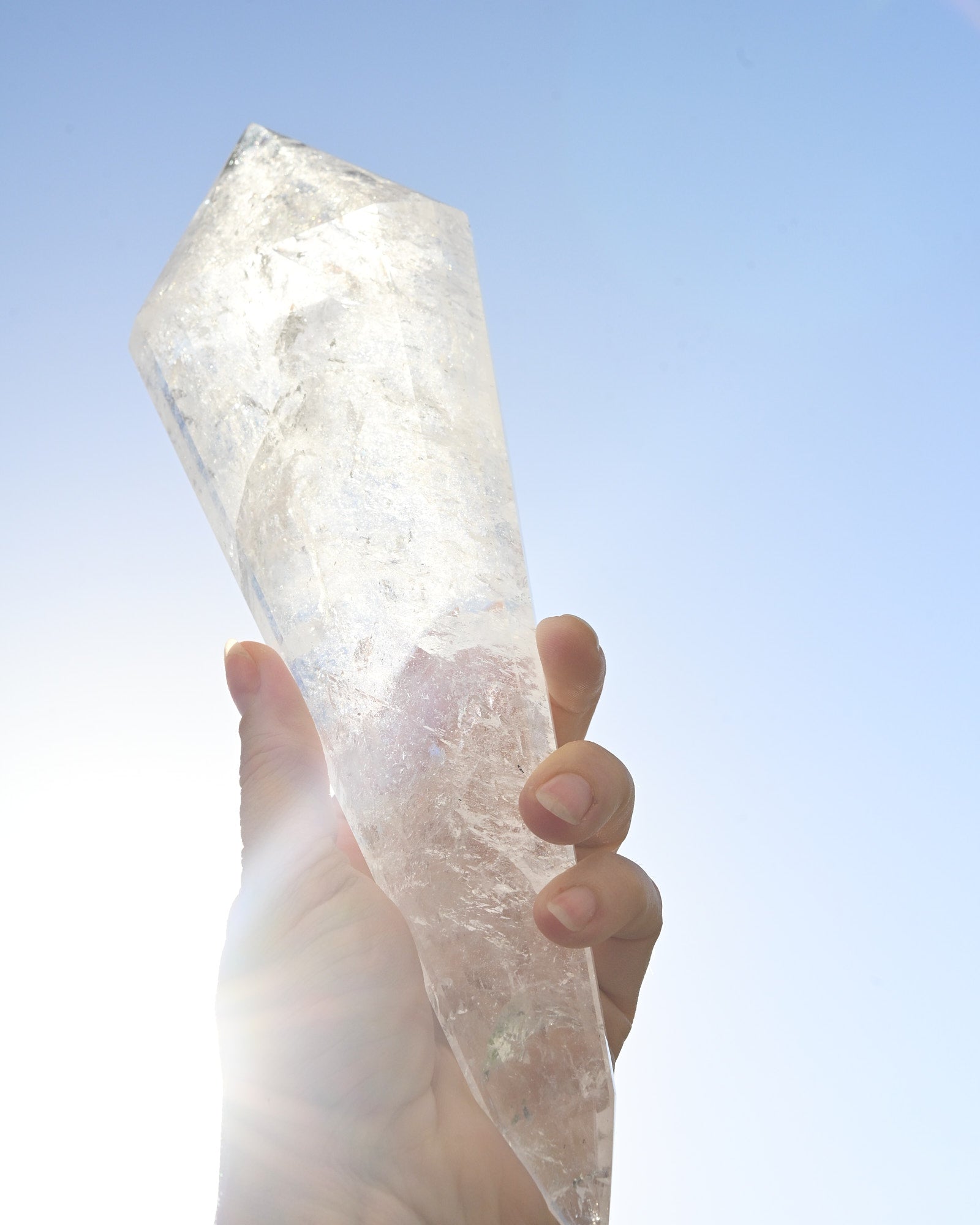 Clear Quartz Double Terminated Point on Stand - clear quartz crystal point view 8