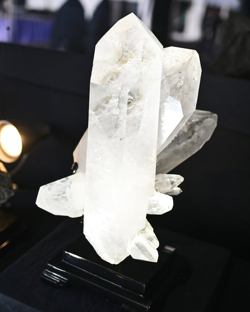45lb Museum Grade Clear Quartz Multi-Point Cluster on Rotating Stand