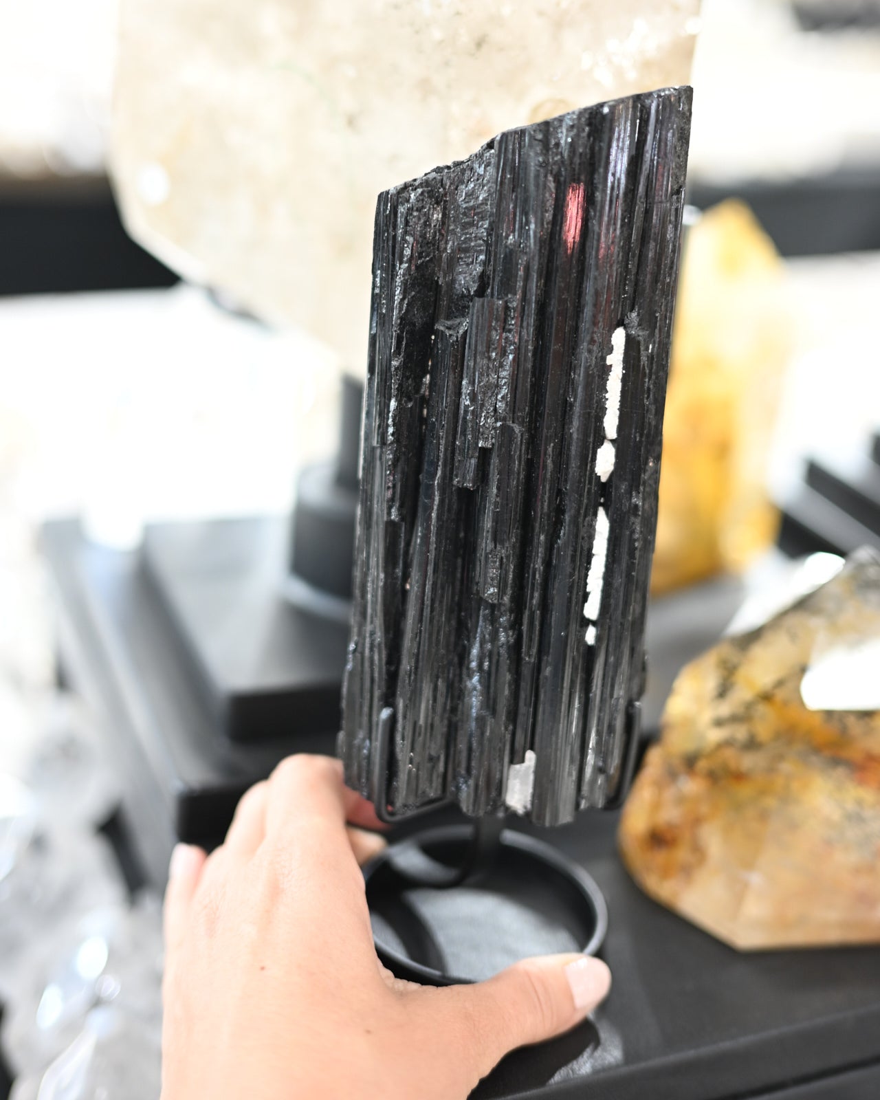 Black Tourmaline on Stand