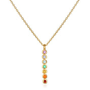 Multi Stone Chakra Stick Necklace 7 Gemstones 18kt Gold - Crystals.com