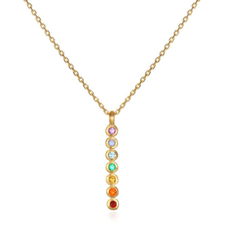 Multi Stone Chakra Stick Necklace — Carnelian crystal specimen