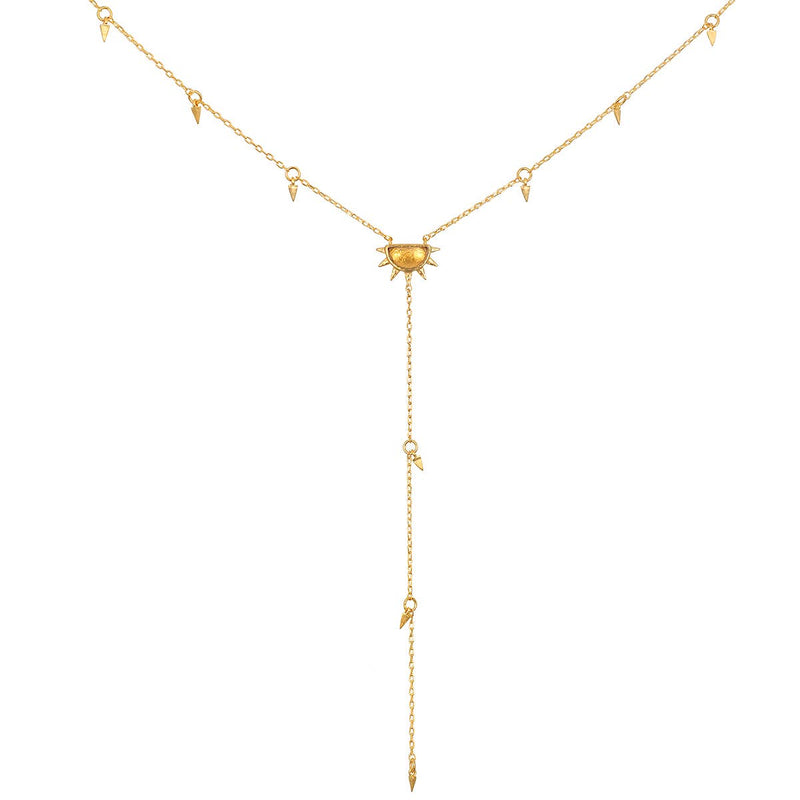 Citrine Sun Lariat Necklace — 18kt Gold 16