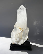 Museum grade 28lb Statement Clear Quartz Multi-Point Cluster on Rotating Stand