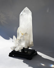 Museum grade 28lb Statement Clear Quartz Multi-Point Cluster on Rotating Stand