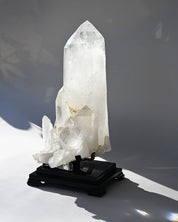 Museum grade 28lb Statement Clear Quartz Multi-Point Cluster on Rotating Stand