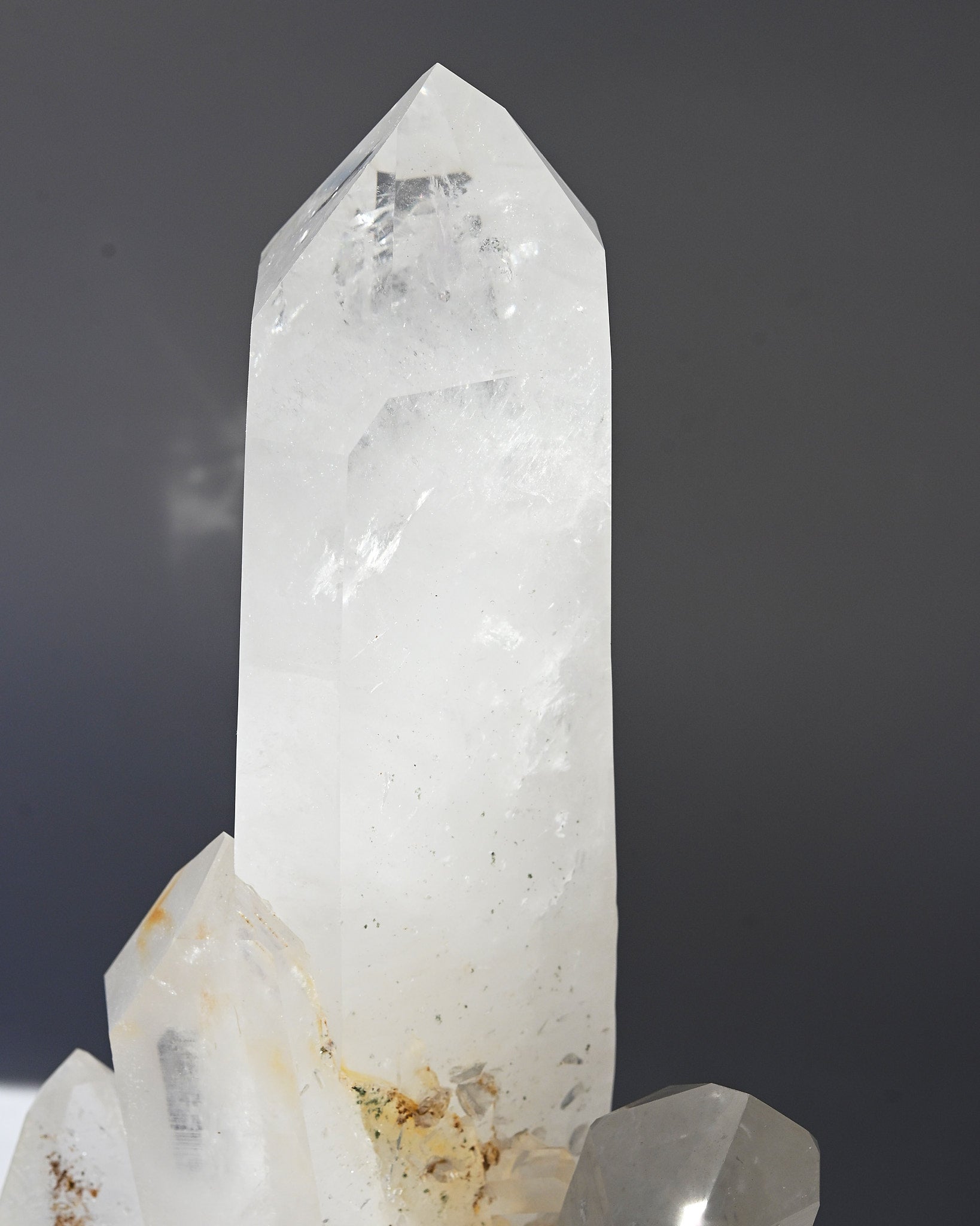 Museum grade 28lb Statement Clear Quartz Multi-Point Cluster on Rotating Stand
