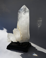 Museum grade 28lb Statement Clear Quartz Multi-Point Cluster on Rotating Stand