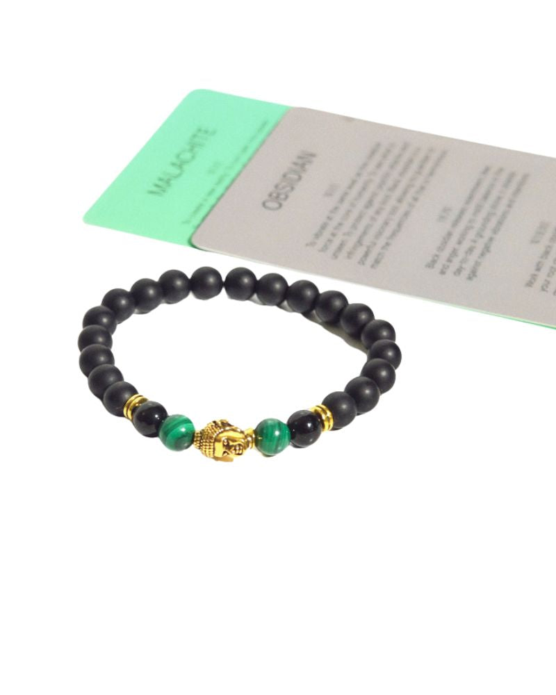 Buddha Stone w/ Malachite + Obsidian