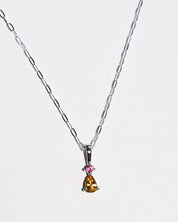 Two-stone tourmaline pendant on sterling silver paperclip chain