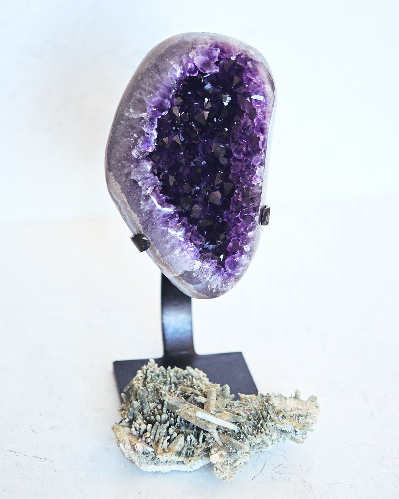 Styled mineral bundle with amethyst and chlorite quartz