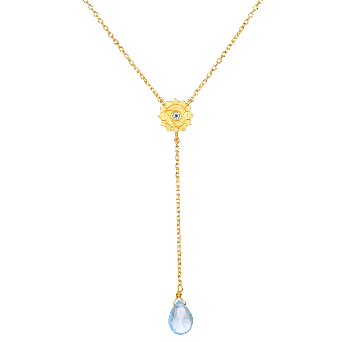 Throat Chakra Lariat Necklace 18kt Gold - Crystals.com