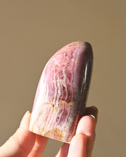 Rhodochrosite Polished Freeform - pyrite crystal freeform sculpture close up detail
