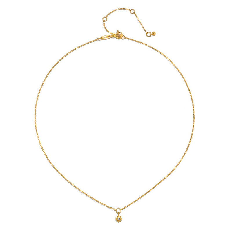 White Topaz Mini Sun Pendant Necklace — 16