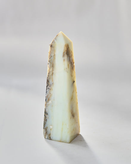 Peruvian Blue Opal Tower 5in — Pink Opal crystal specimen