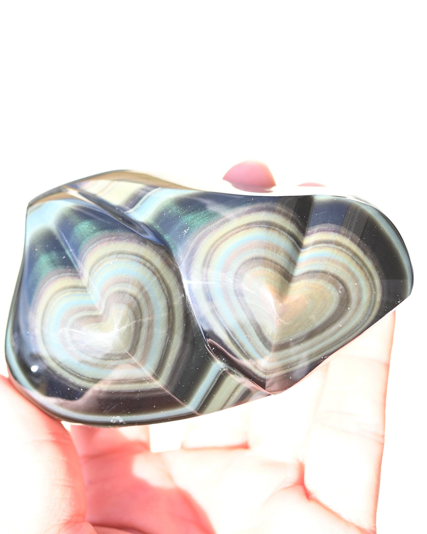 Rainbow Obsidian Double Heart 4in