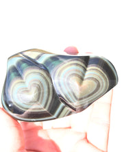 Rainbow Obsidian Double Heart 4in
