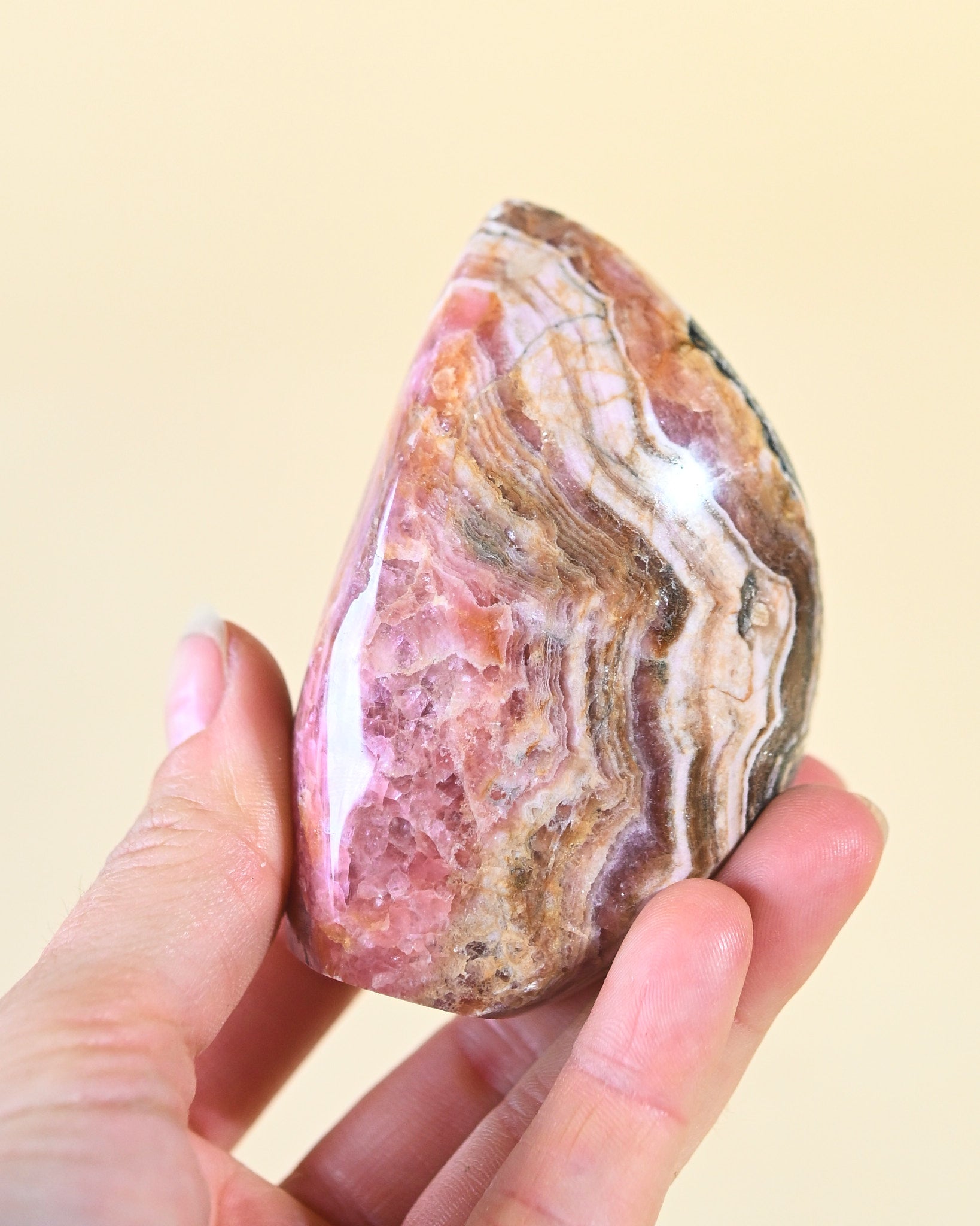 Rhodochrosite Freeform – Pink Banded Sculpture