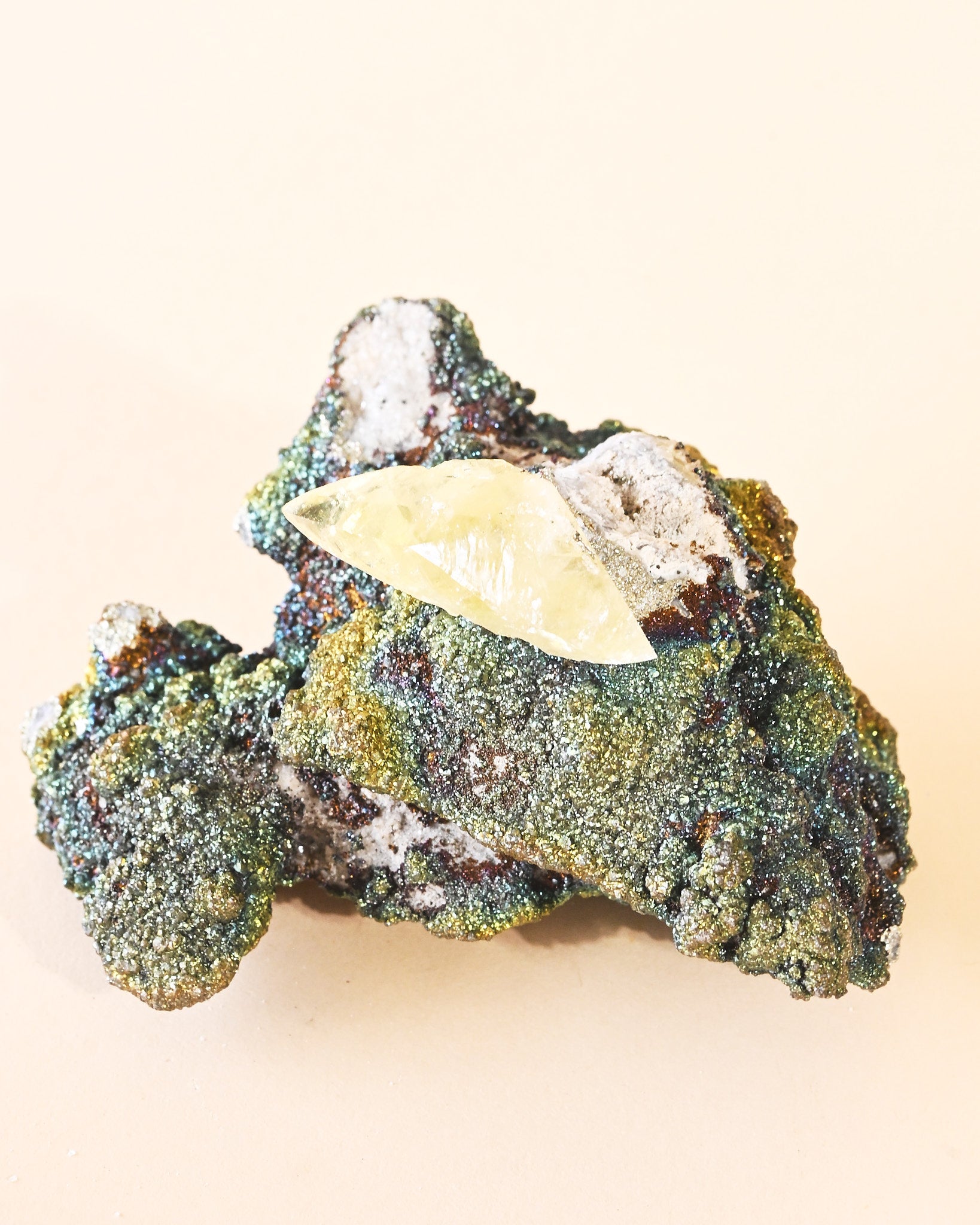 Rare Dragon Scale Calcite with Iridescent Chalcopyrite | Sweetwater Mine