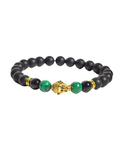 Buddha Stone w/ Malachite + Obsidian — Obsidian crystal specimen
