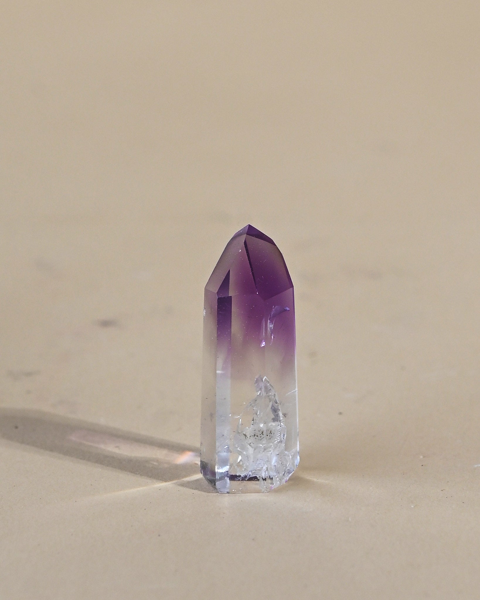 Mini Bahia Amethyst Phantom Point - natural amethyst crystal point close up detail