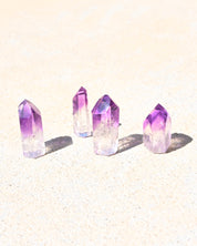 Mini Bahia Amethyst Phantom Point - natural amethyst crystal point scale view