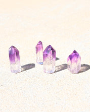 Mini Bahia Amethyst Phantom Point - natural amethyst crystal point styled in home