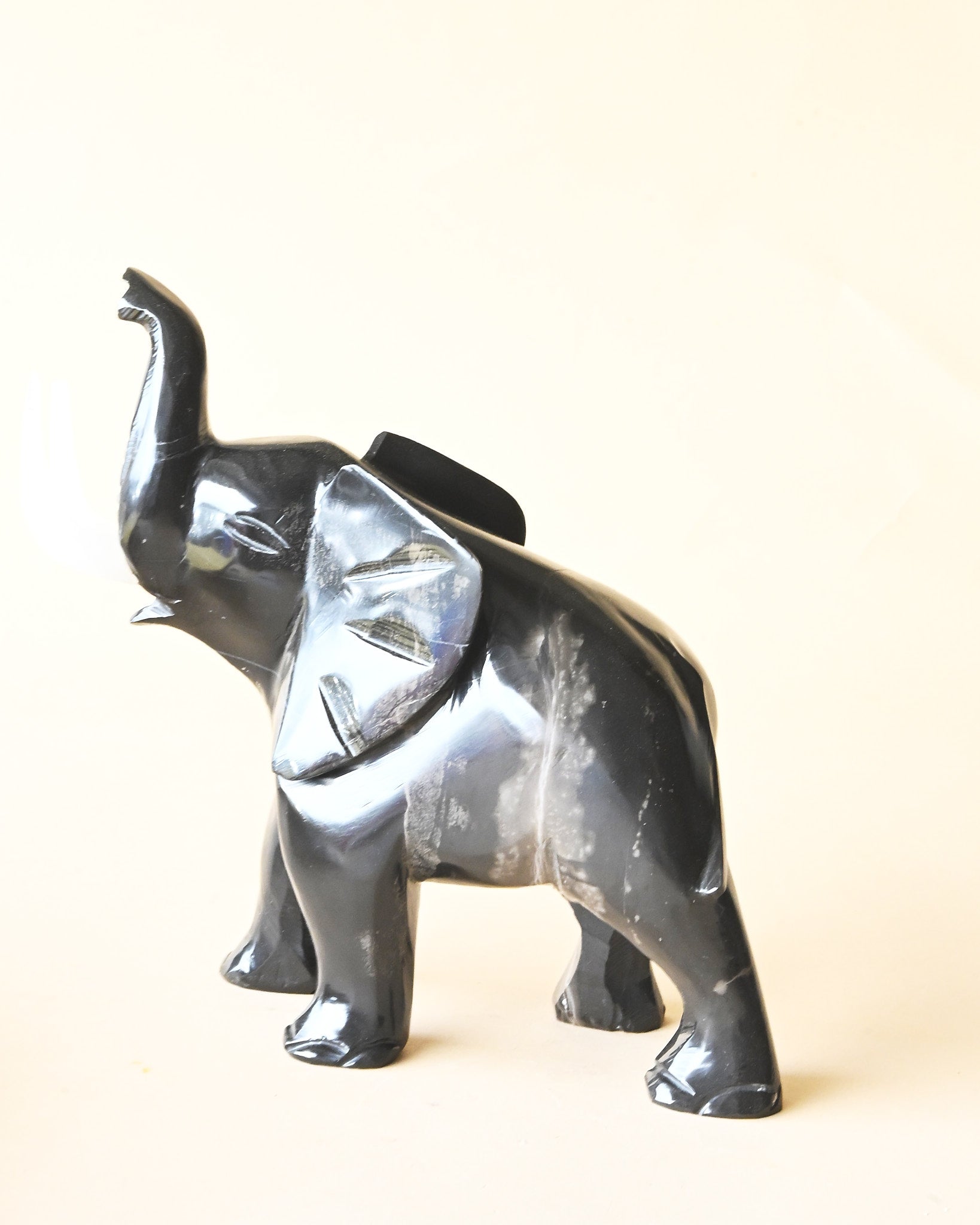 Black Onyx Elephant Carving - obsidian crystal crystal carving for sale at Crystals.com