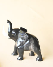 Black Onyx Elephant Carving - obsidian crystal crystal carving side view