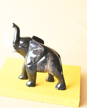 Black Onyx Elephant Carving - obsidian crystal crystal carving scale view