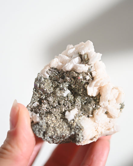 Pyrite and Calcite Crystal Cluster 200g — Pyrite crystal specimen
