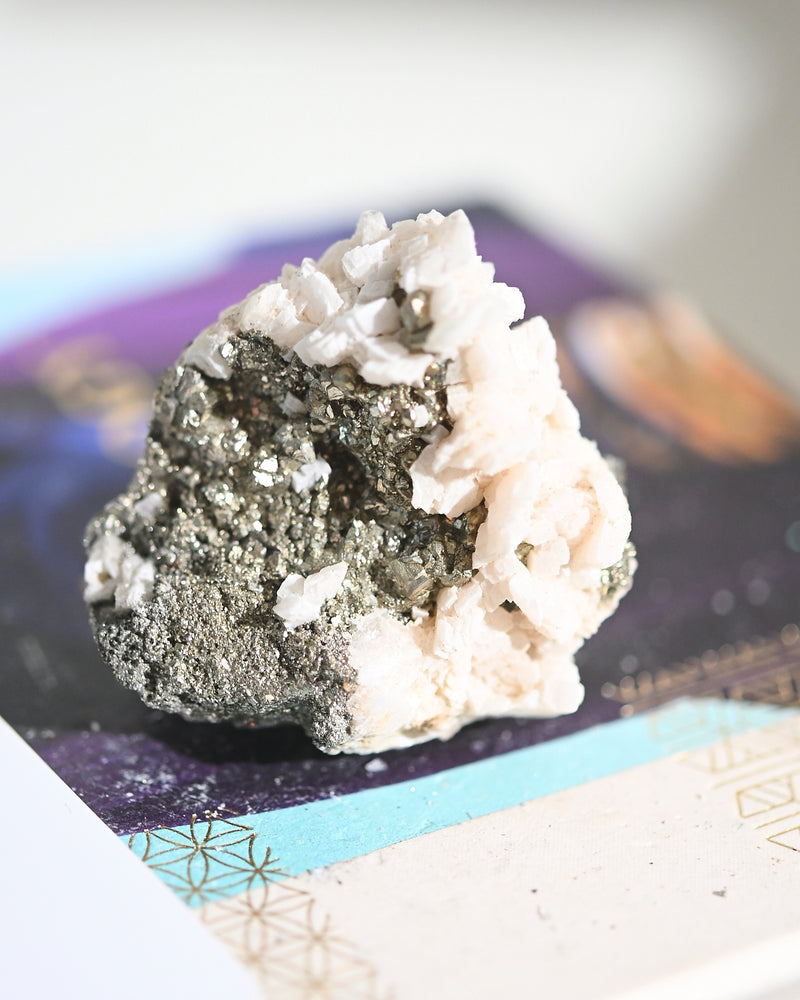 Pyrite and Calcite Crystal Cluster 200g