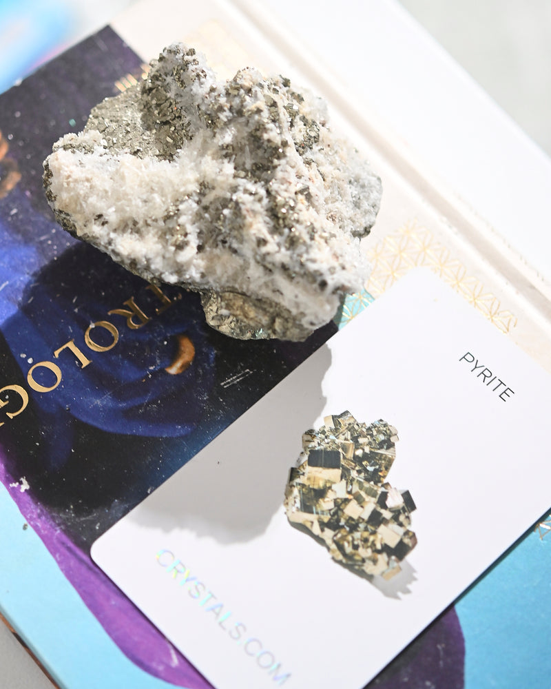 Pyrite and Quartz Crystal Cluster 4in