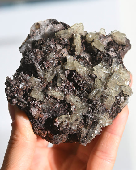 Moroccan Crystalline Barite with Garnet — Garnet crystal specimen