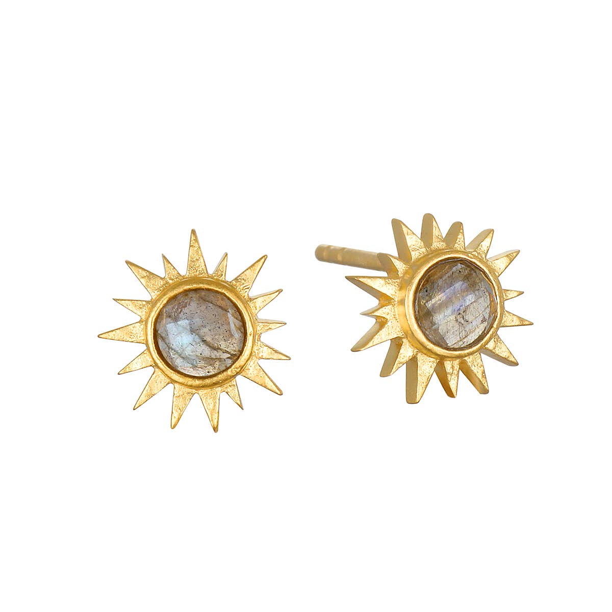 Labradorite Sunburst Stud Earrings 18kt Gold - Crystals.com