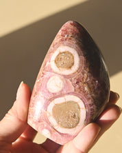 Rhodochrosite Polished Freeform 3in - pyrite crystal freeform sculpture view 7