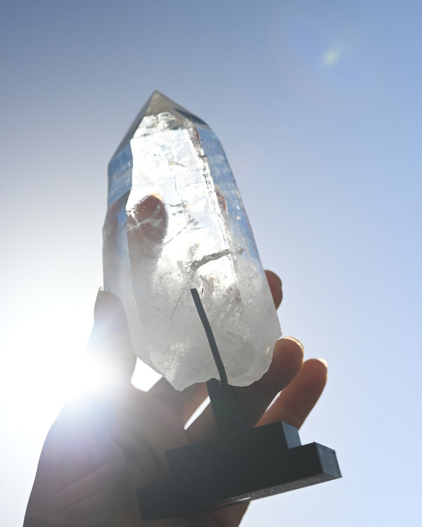 Lemurian Quartz Cluster on Stand 5in