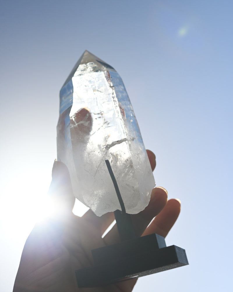 Lemurian Quartz Cluster on Stand 5in